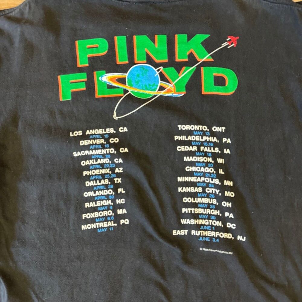 Vintage Pink Floyd 1987 World Tour Black Shirt Single Stitch Classic Rock Sz L - Picture 7 of 8